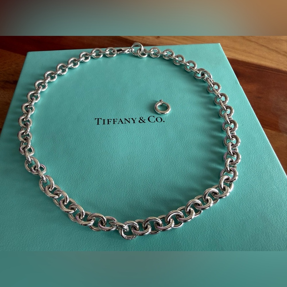 Tiffany&Co. Sterling Silver Chain Necklace 16” with Spring Jump Ring